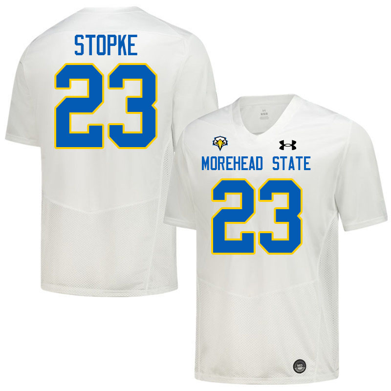 Morehead State Eagles #23 Isaac Stopke College Football Jerseys,Uniforms-White